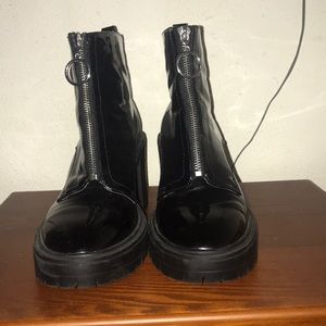 Forever 21 Black faux leather platform boots